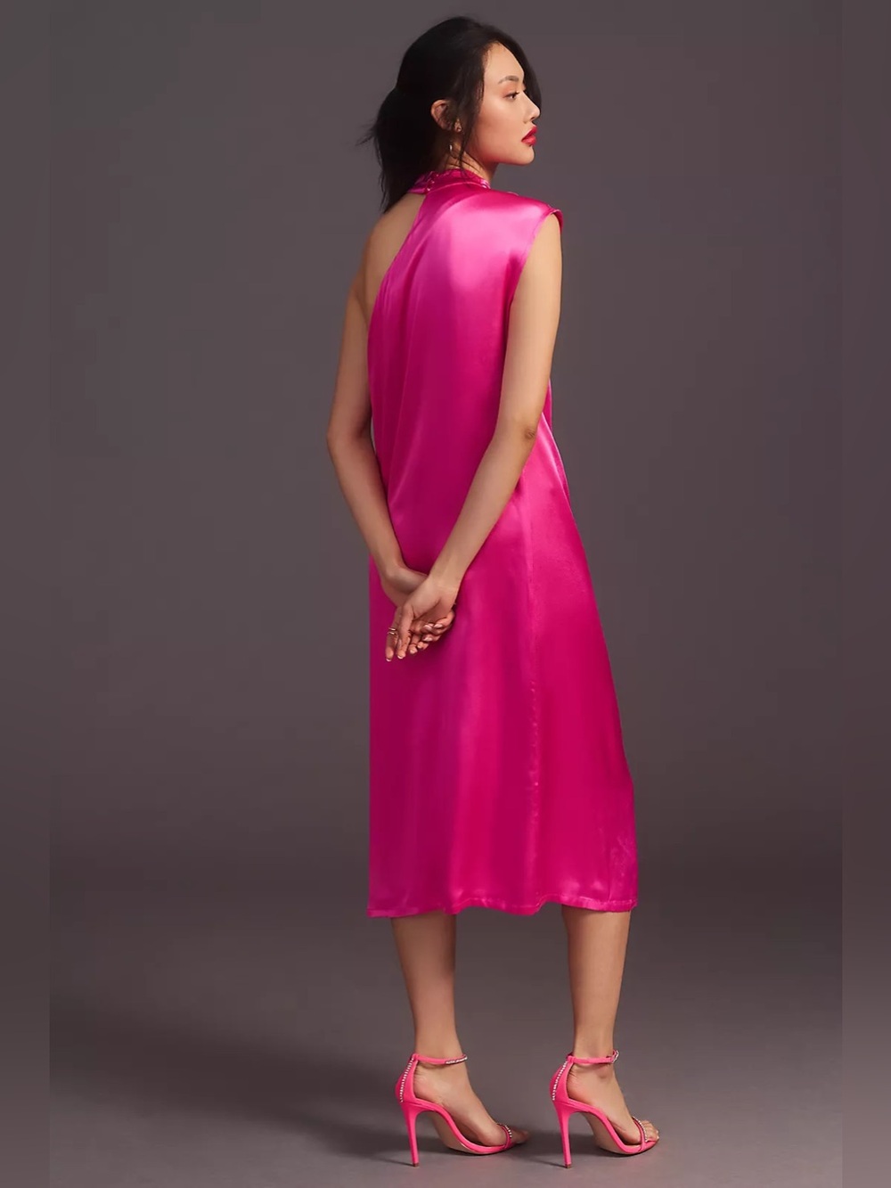 ANTHROPOLOGIE SZ XL Corey Lynn Calter One-Shoulder Dress PINK - Picture 3 of 7